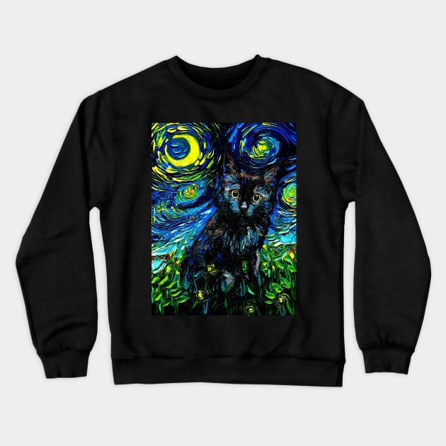 Black Cat Night 3 Crewneck Sweatshirt by sagittariusgallery